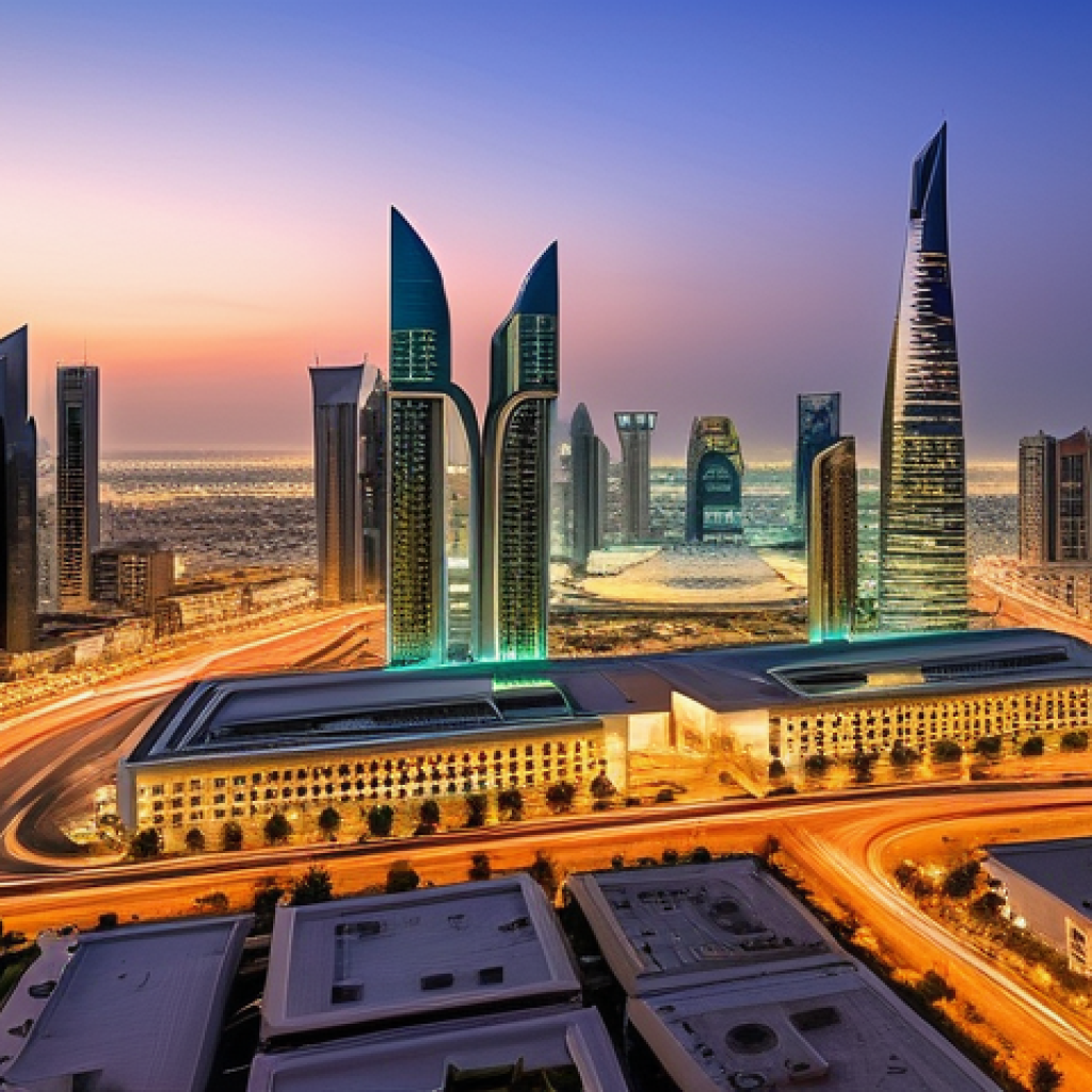 쿠웨이트 페트로달러 경제 - **Kuwait's Legacy of Prosperity and Modern Urban Landscape**
    "A vibrant, high-angle panoramic sh...