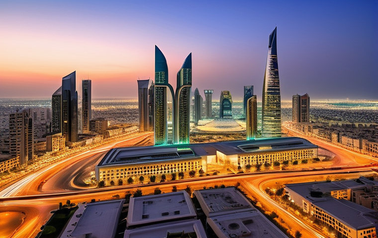 쿠웨이트 페트로달러 경제 - **Kuwait's Legacy of Prosperity and Modern Urban Landscape**
    "A vibrant, high-angle panoramic sh...
