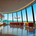 Home 18 쿠웨이트 공항의 주요 시설 - **Prompt 1: Luxurious Airport Lounge Experience**
"A clean, brightly lit, modern airport lounge ...