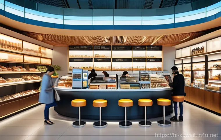 쿠웨이트 공항의 주요 시설 - **Prompt 1: Luxurious Airport Lounge Experience**
    "A clean, brightly lit, modern airport lounge ...