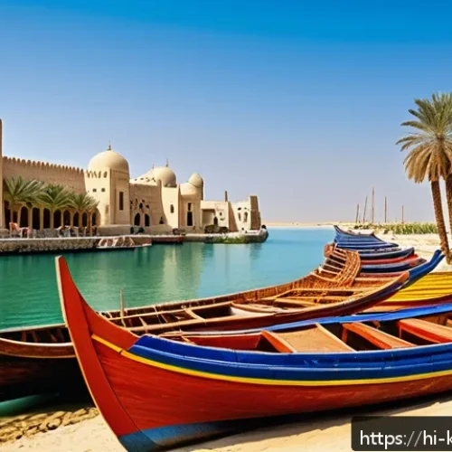 Home 26 쿠웨이트 고대사와 현대사 연결점 - A vibrant ancient Kuwaiti maritime trade port scene along the Persian Gulf coast, bustling with trad...